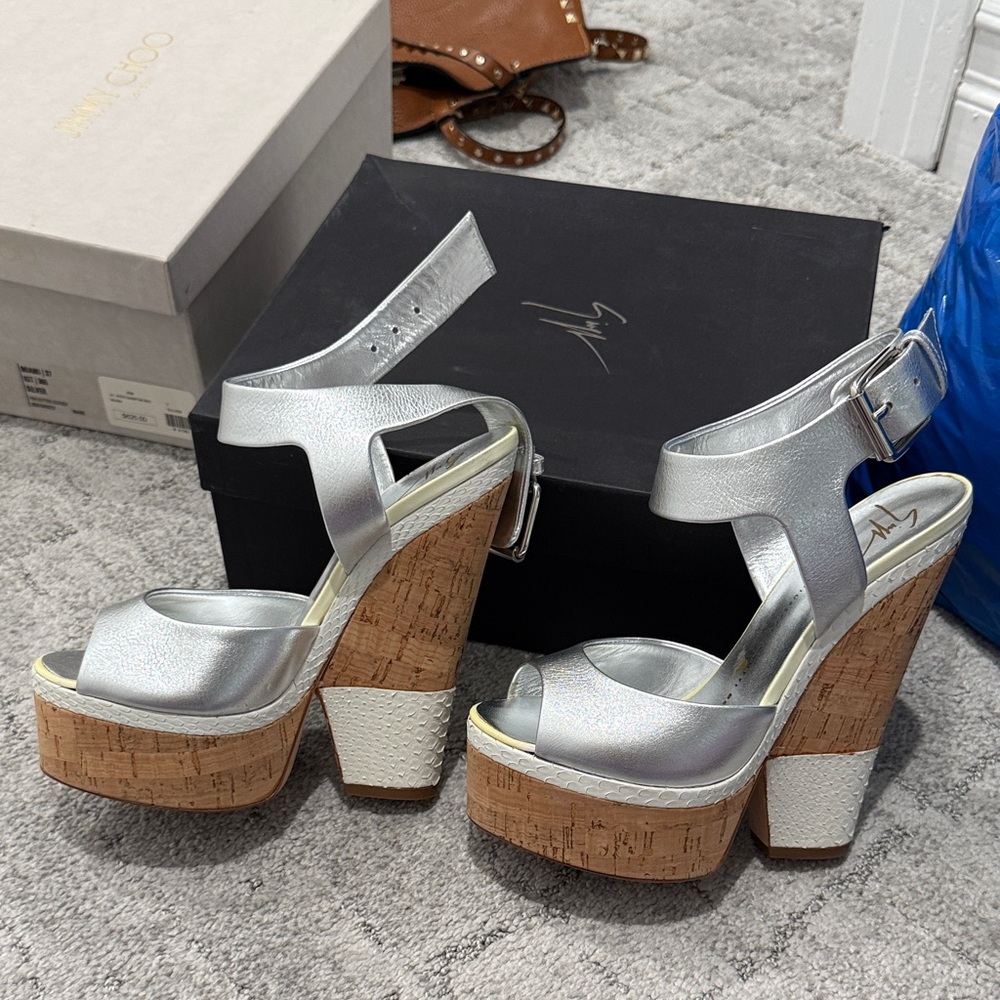 Vintage Giuseppe Zanotti Silver wedges Platform Heels
